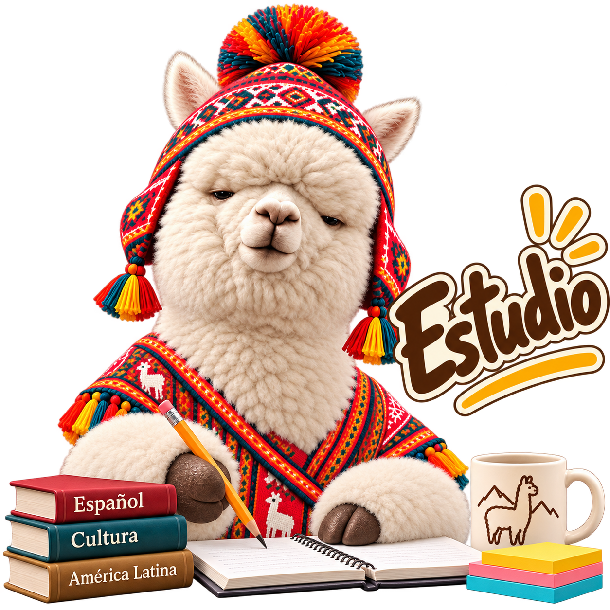 スペイン語を勉強するアルパカのLINEスタンプ