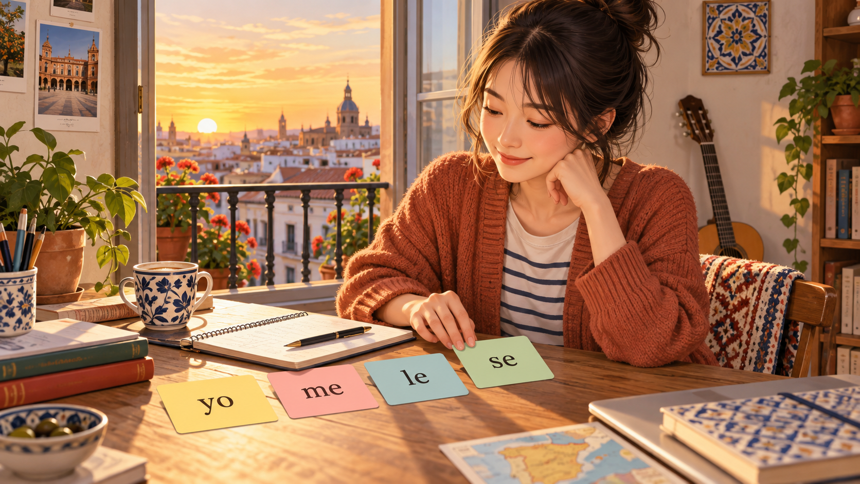 スペイン語の人称代名詞を学ぶ女性｜yo・me・le・se