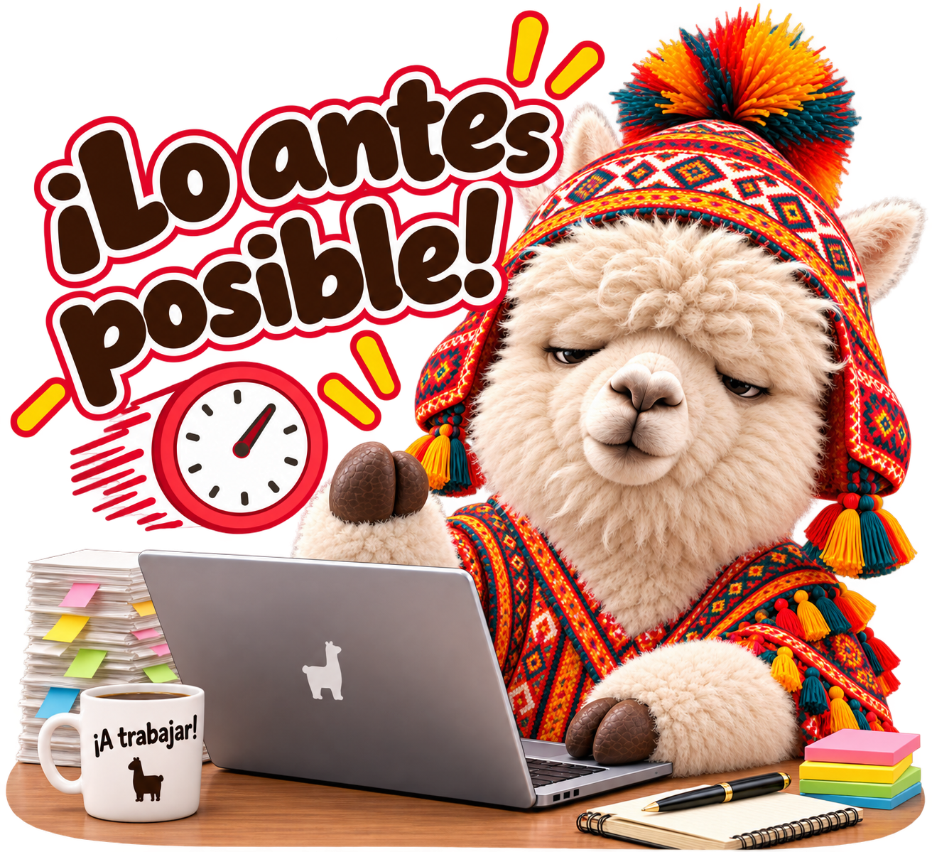 仕事に使えるアルパカのスペイン語LINEスタンプ