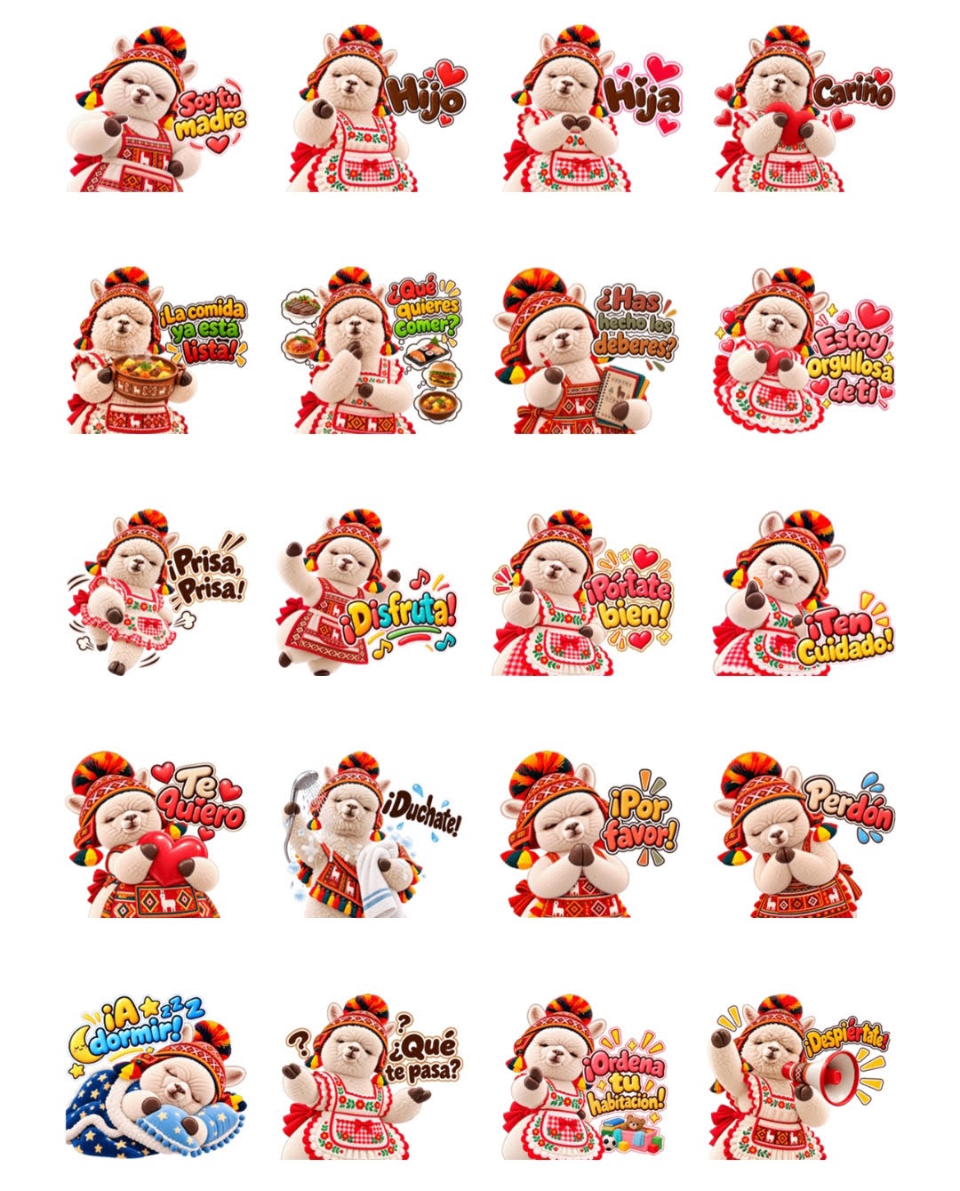 ママが子供たちに送るスペイン語のLINEスタンプ